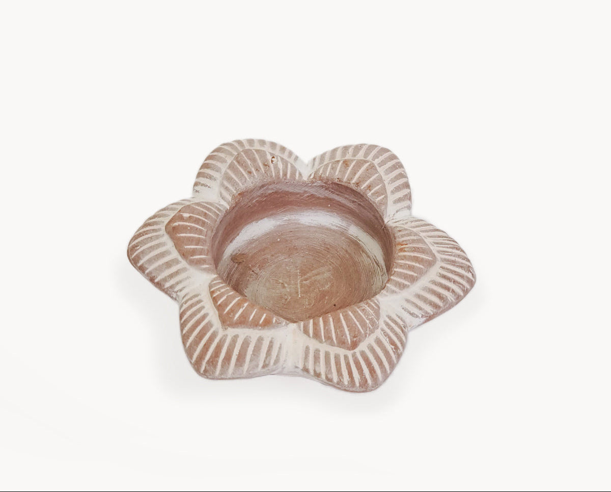 Terracotta Flower Tea Light Candle Holder