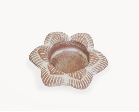 Terracotta Flower Tea Light Candle Holder