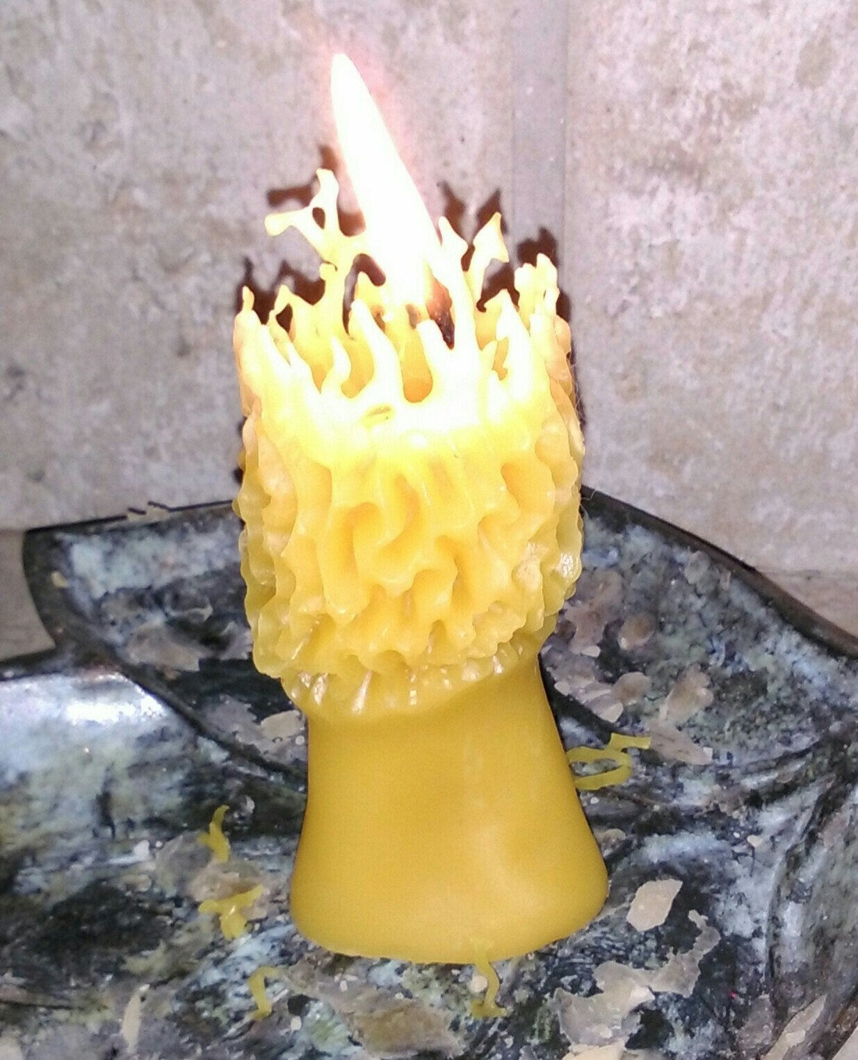 Morel Mushroom Candle Pillars ~100% pure beeswax