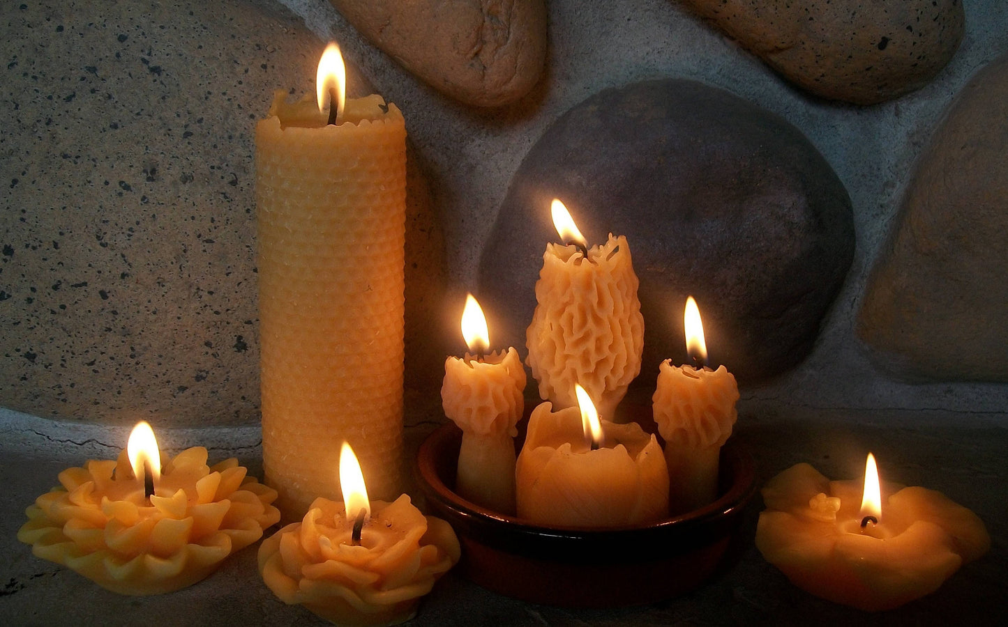 Morel Mushroom Candle Pillars ~100% pure beeswax