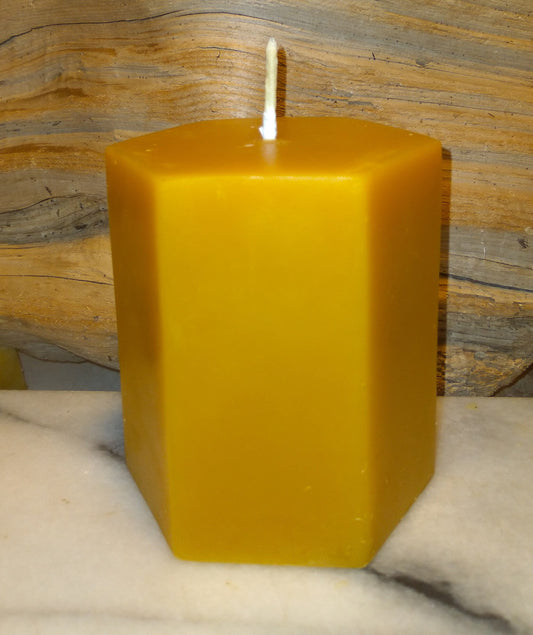 Hexagon Pillar Candle ~100% pure beeswax