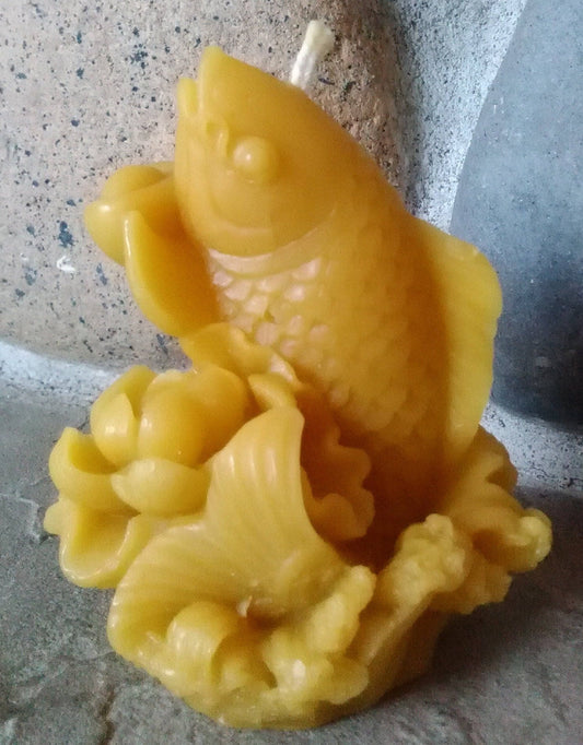 Lucky Carp Fish Candle ~100% pure beeswax