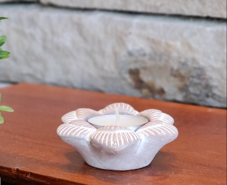 Terracotta Flower Tea Light Candle Holder