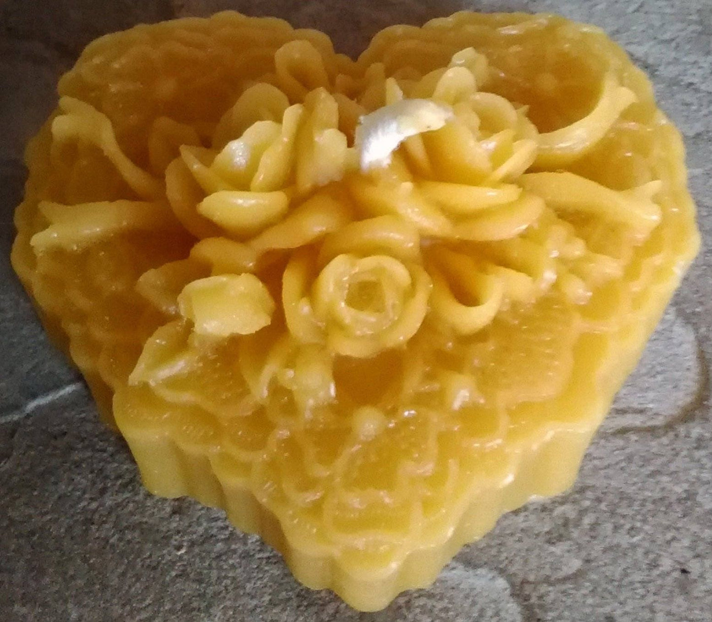 Lacey Floral Heart Candle ~100% pure beeswax