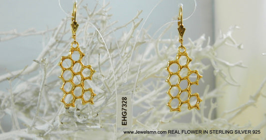 Honeycomb Earrings: Gold Plated Sterling Silver