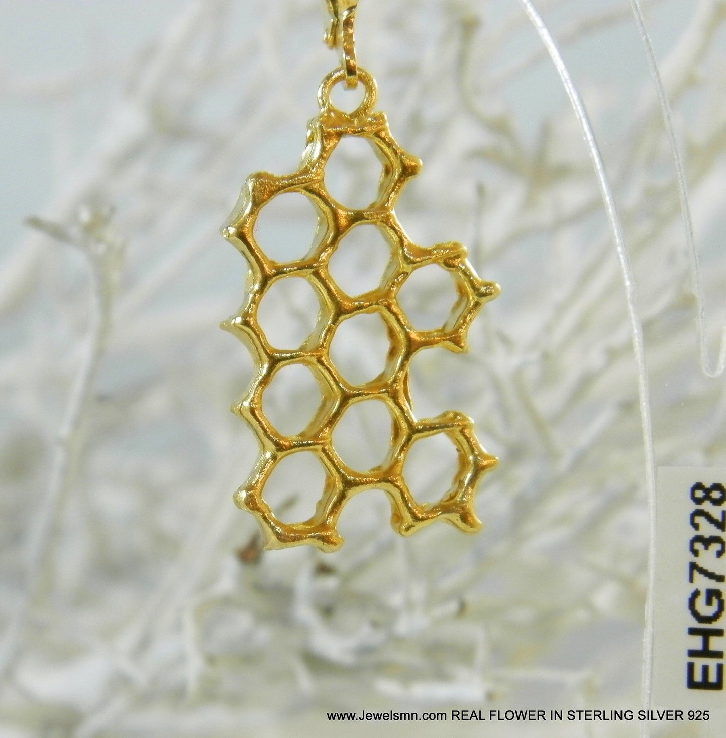 Honeycomb Earrings: Gold Plated Sterling Silver