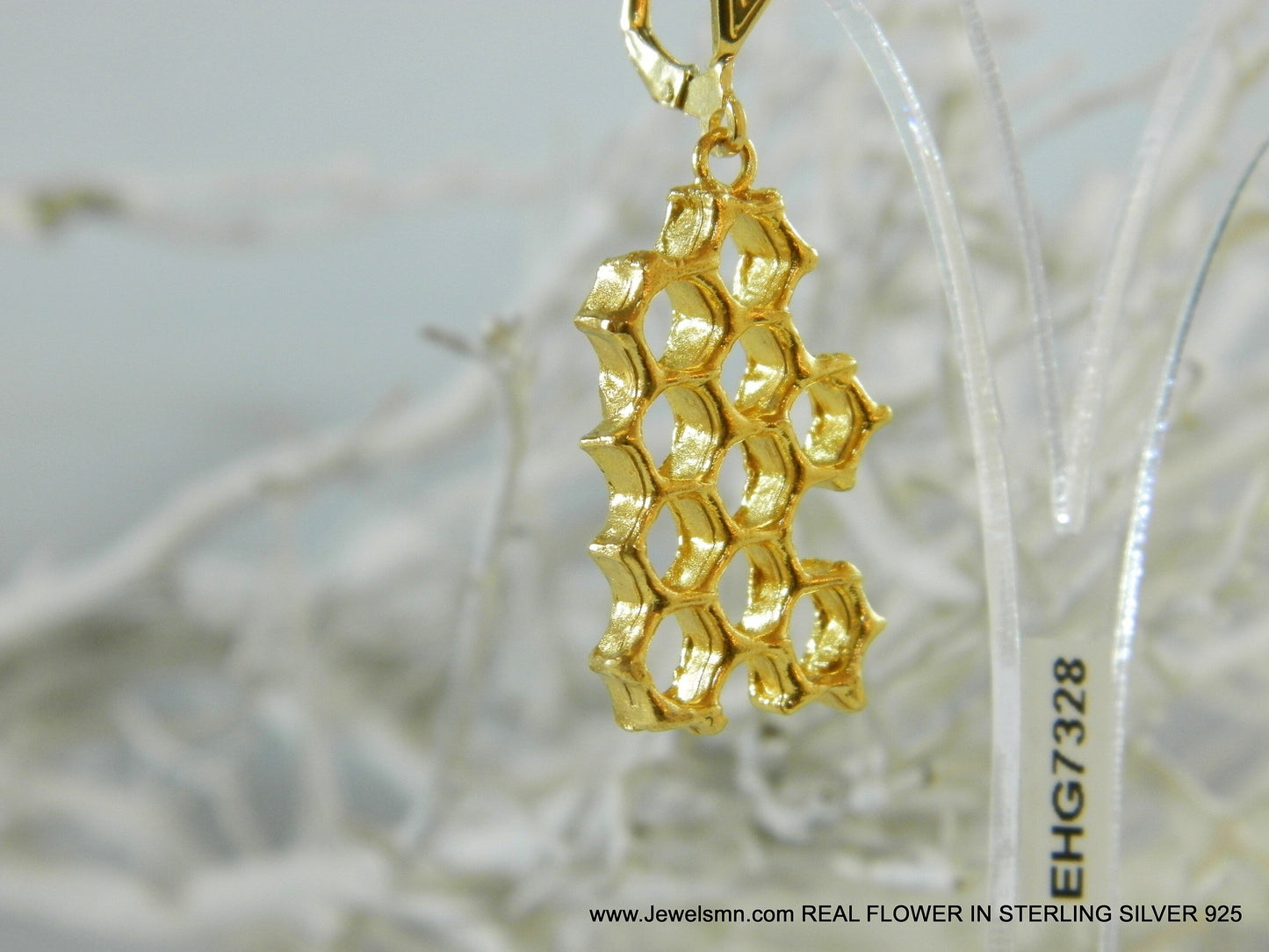 Honeycomb Earrings: Gold Plated Sterling Silver